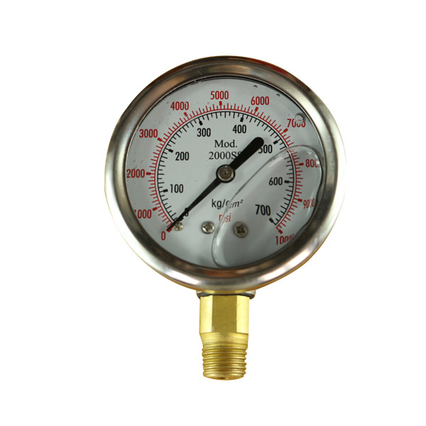 Glycerine Silicone Oil Filled Pressure Gauge 1/2 Npt Bspt 0-10 Bar 5 Bar